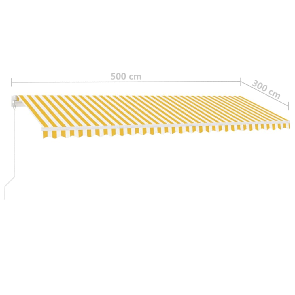 Sárga és fehér kézzel kihúzható LED-es napellenző 500x300 cm 11