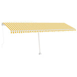 Sárga-fehér kézzel kihúzható póznás napellenző 600 x 300 cm 2
