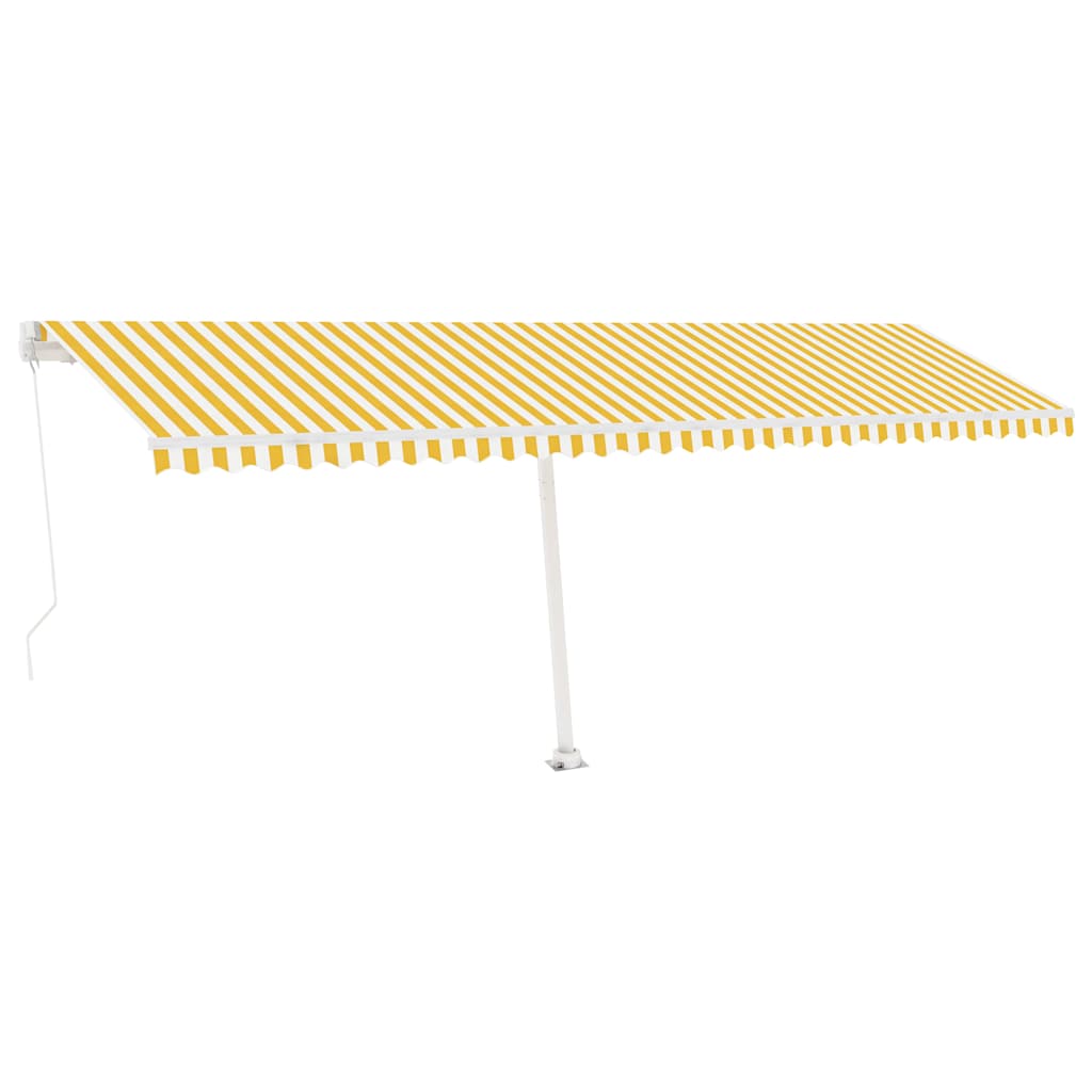 Sárga-fehér kézzel kihúzható póznás napellenző 600 x 300 cm 2