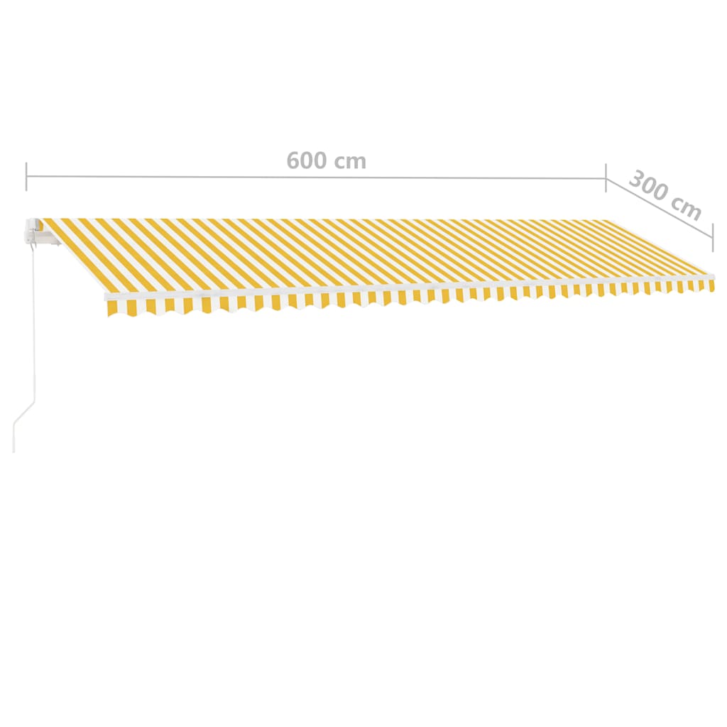 Sárga-fehér kézzel kihúzható póznás napellenző 600 x 300 cm 12
