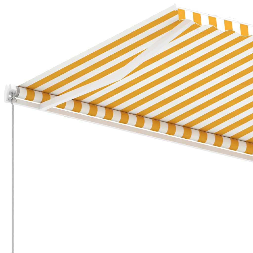 Sárga-fehér kézzel kihúzható póznás napellenző 600 x 300 cm 7