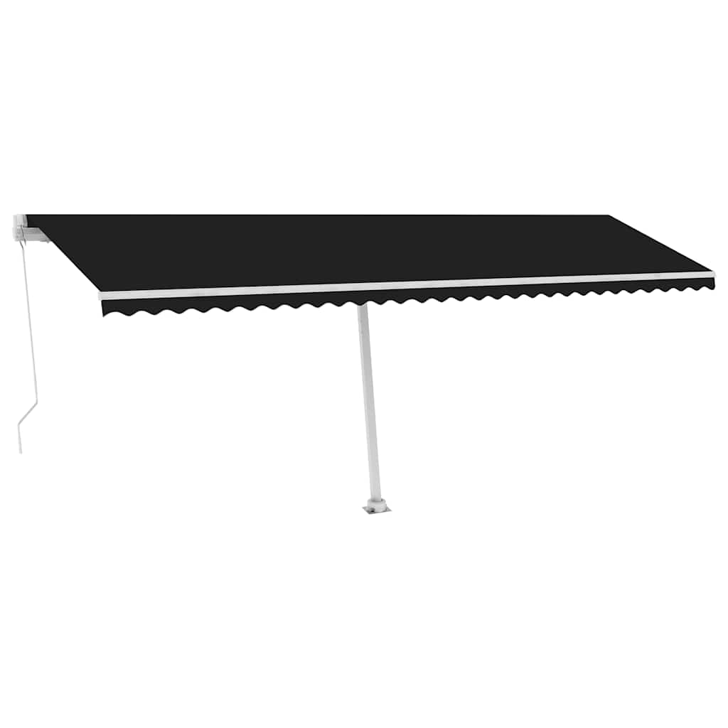 Antracitszürke kézzel kihúzható póznás napellenző 600 x 300 cm 2