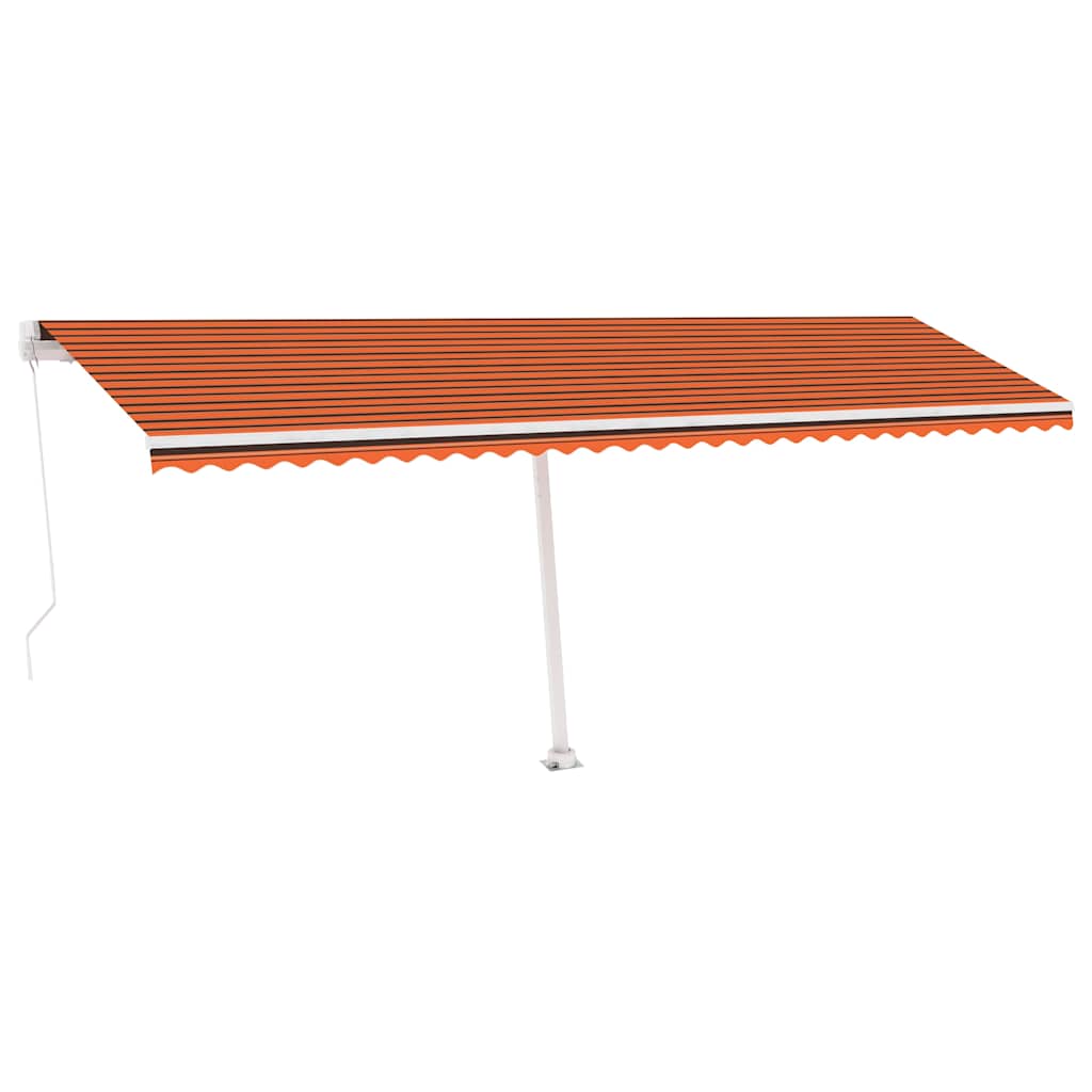 Narancs és barna kézzel kihúzható LED-es napellenző 600x300 cm 2