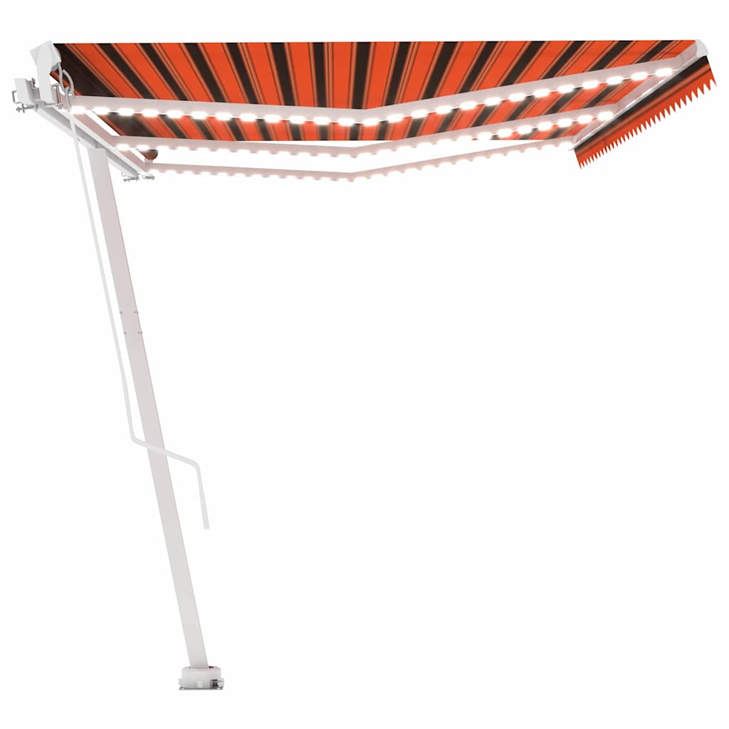 Narancs és barna kézzel kihúzható LED-es napellenző 600x300 cm 5