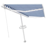 Kék és fehér kézzel kihúzható LED-es napellenző 400 x 350 cm 11