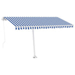 Kék és fehér kézzel kihúzható LED-es napellenző 400 x 350 cm 3