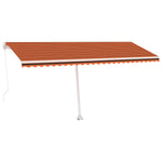 Narancs és barna kézzel kihúzható LED-es napellenző 500x350 cm 2