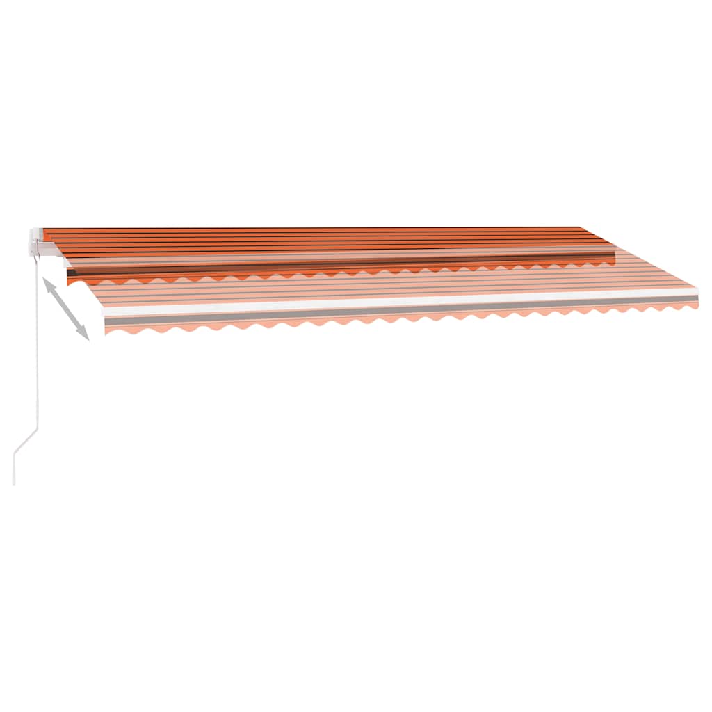Narancs és barna kézzel kihúzható LED-es napellenző 500x350 cm 3