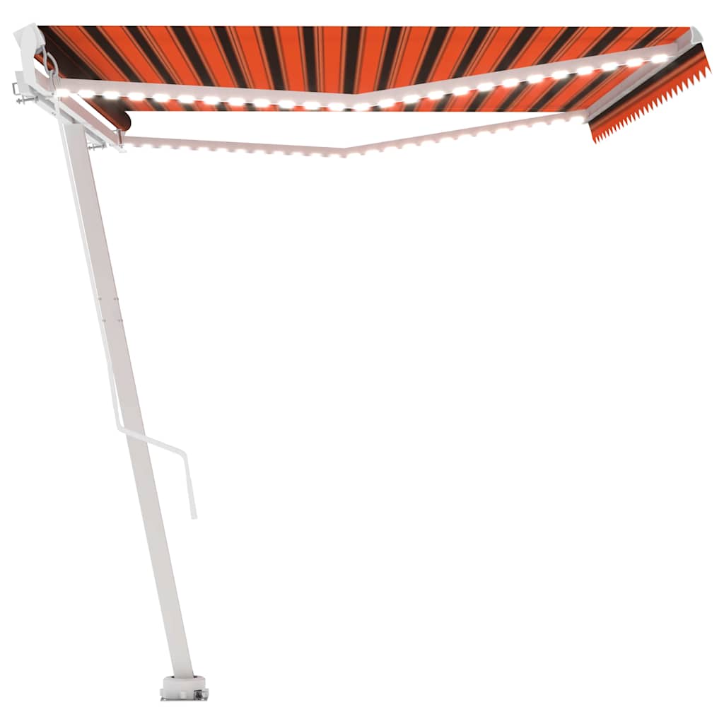 Narancs és barna kézzel kihúzható LED-es napellenző 500x350 cm 6