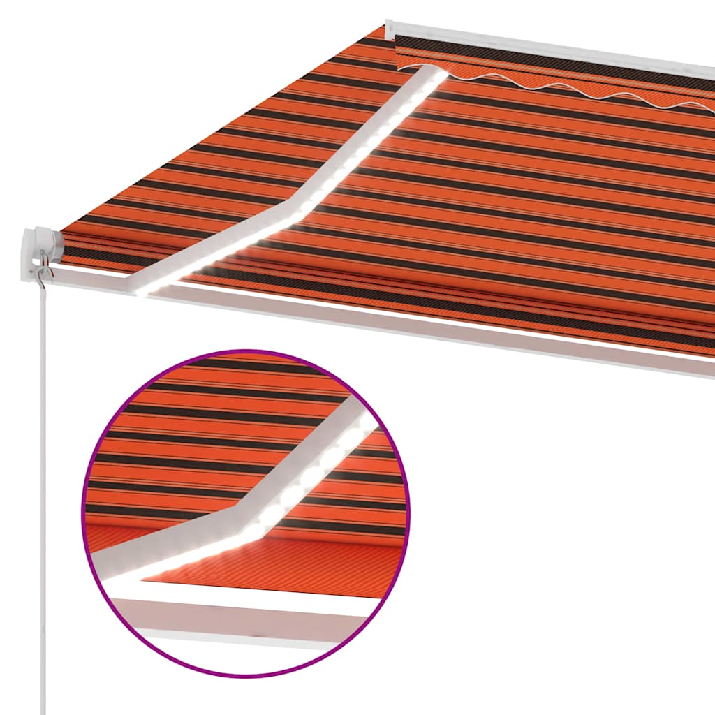 Narancs és barna kézzel kihúzható LED-es napellenző 500x350 cm 7