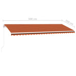 Narancs és barna kézzel kihúzható LED-es napellenző 500x350 cm 12