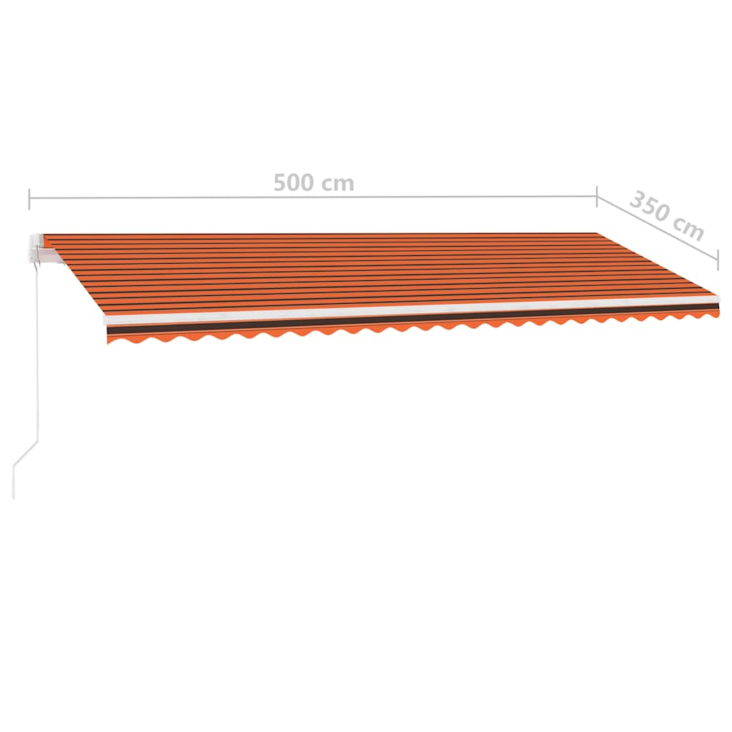 Narancs és barna kézzel kihúzható LED-es napellenző 500x350 cm 12