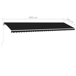 Antracitszürke kézzel kihúzható póznás napellenző 600 x 350 cm 11