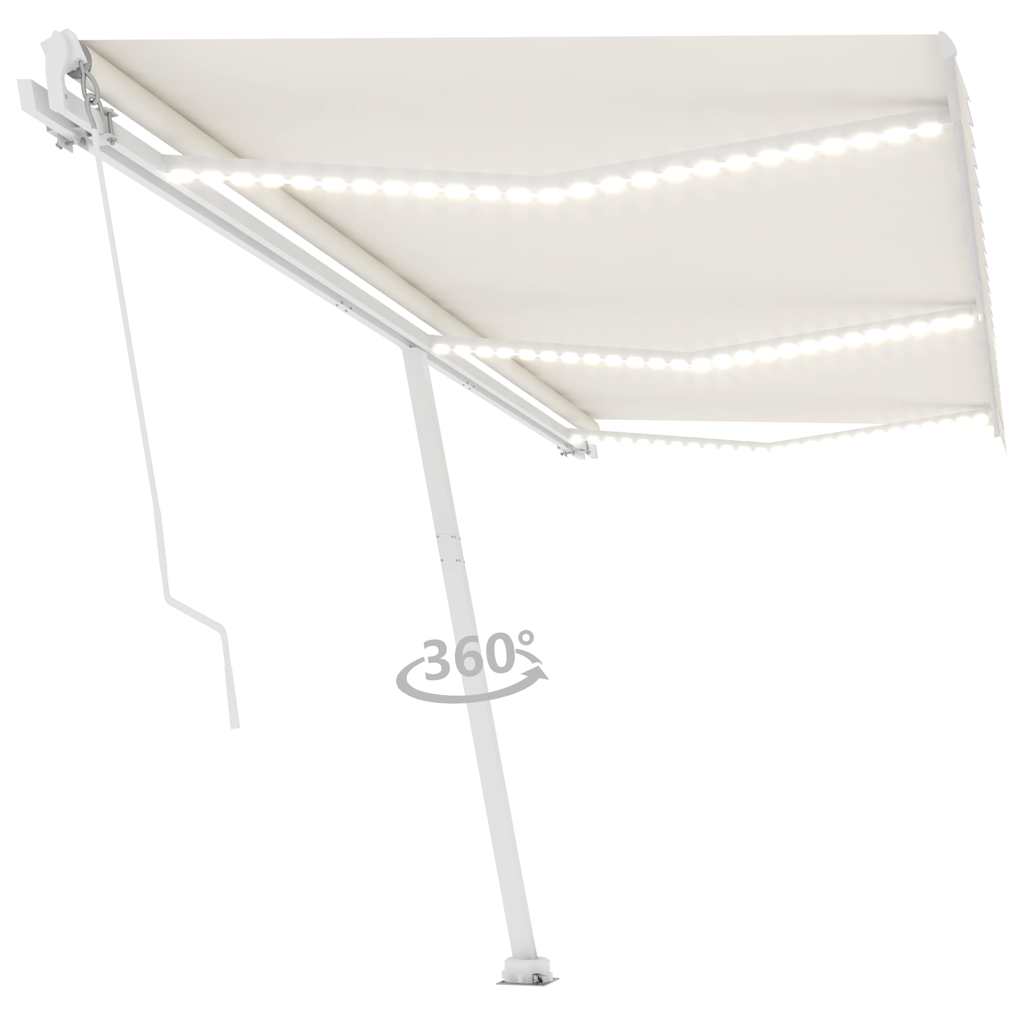 Krémszínű kézzel kihúzható LED-es napellenző 600 x 350 cm 9