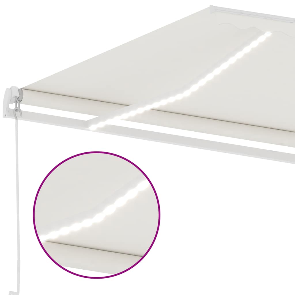 Krémszínű kézzel kihúzható LED-es napellenző 600 x 350 cm 6