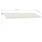 Krémszínű kézzel kihúzható LED-es napellenző 600 x 350 cm 11