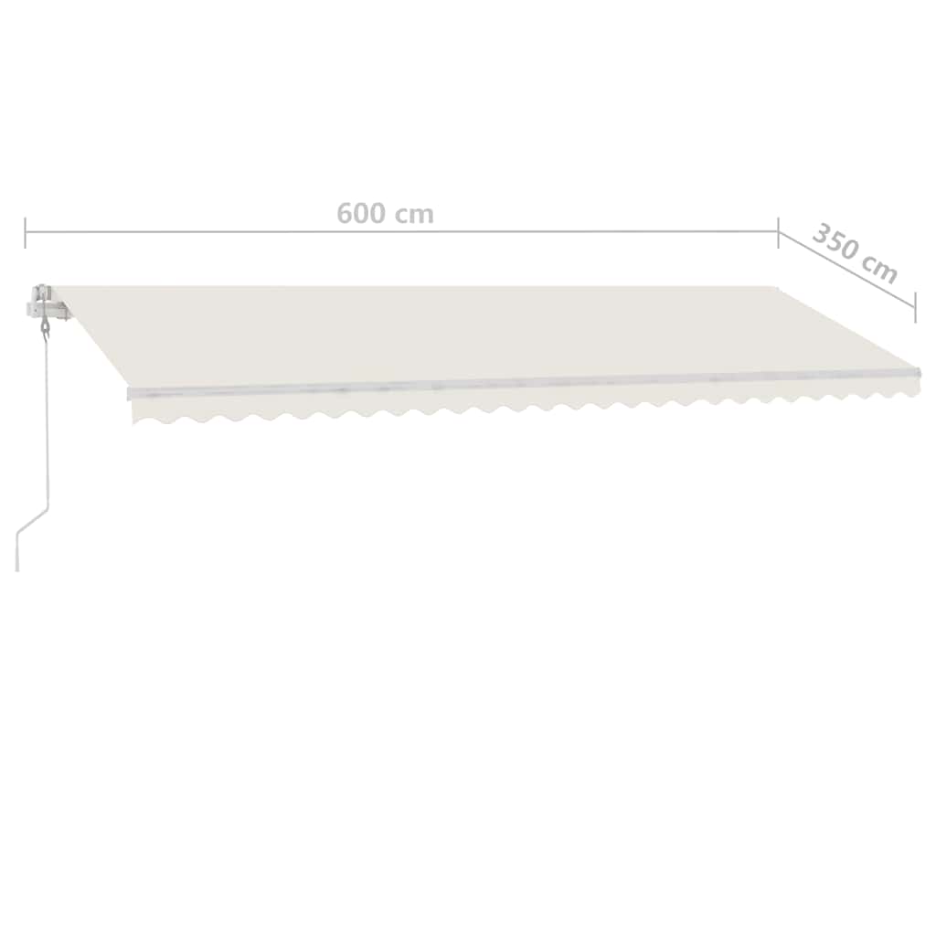 Krémszínű kézzel kihúzható LED-es napellenző 600 x 350 cm 11