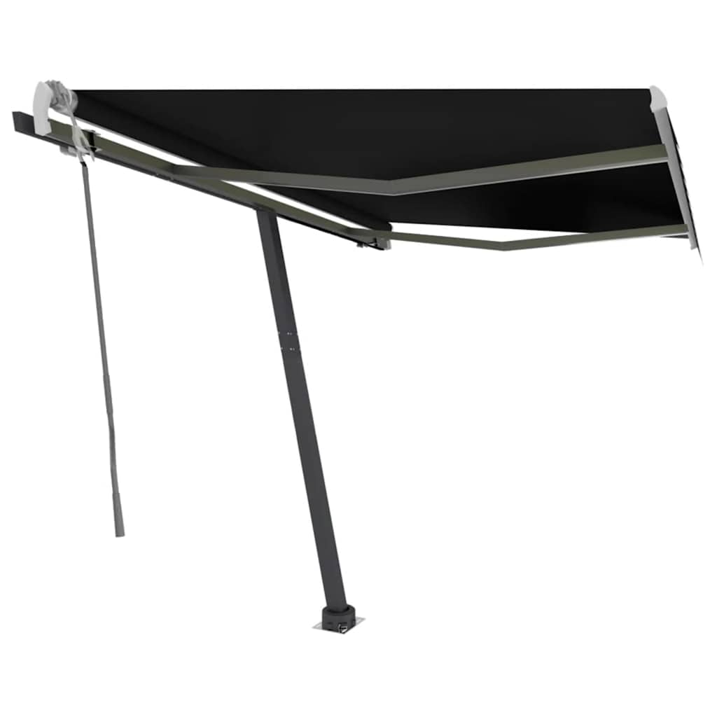Antracitszürke kézzel kihúzható póznás napellenző 300 x 250 cm 2