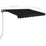 Antracitszürke kézzel kihúzható póznás napellenző 300 x 250 cm 12