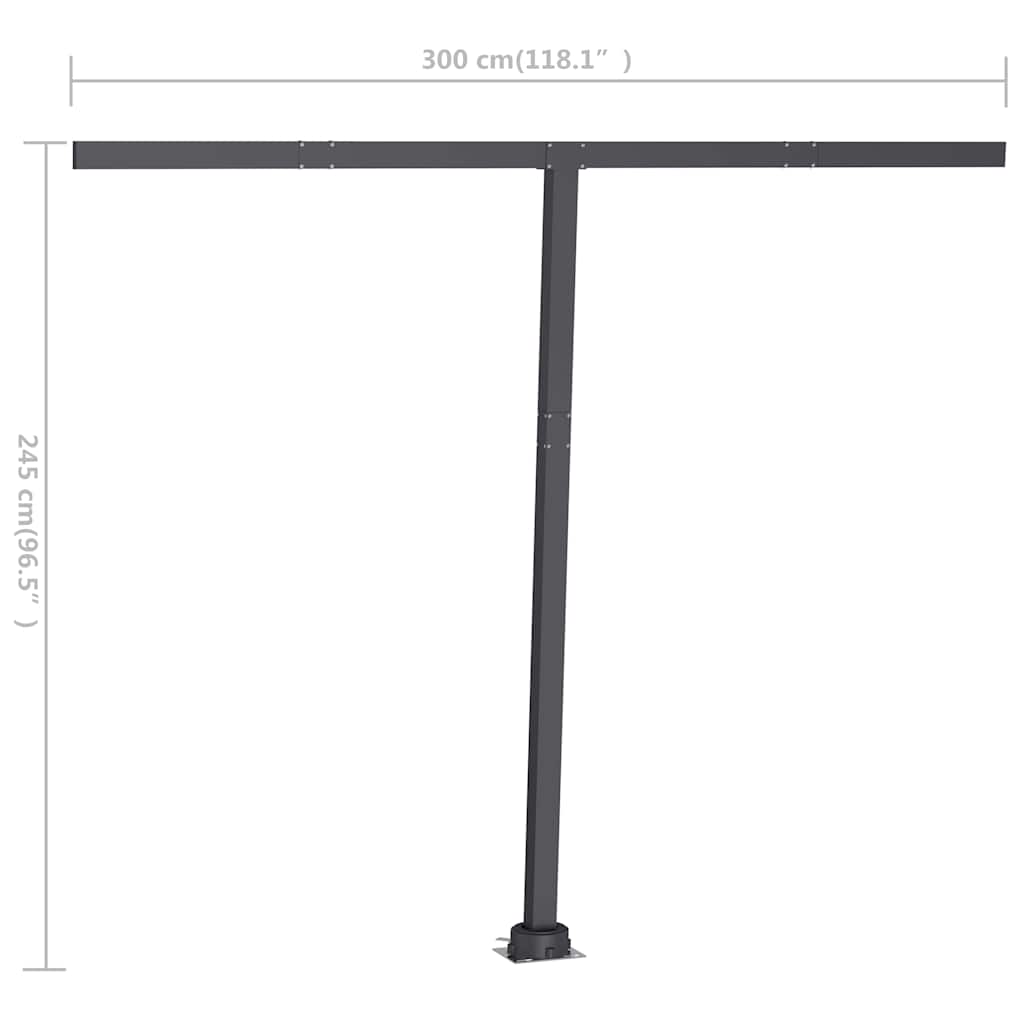 Antracitszürke kézzel kihúzható póznás napellenző 300 x 250 cm 13