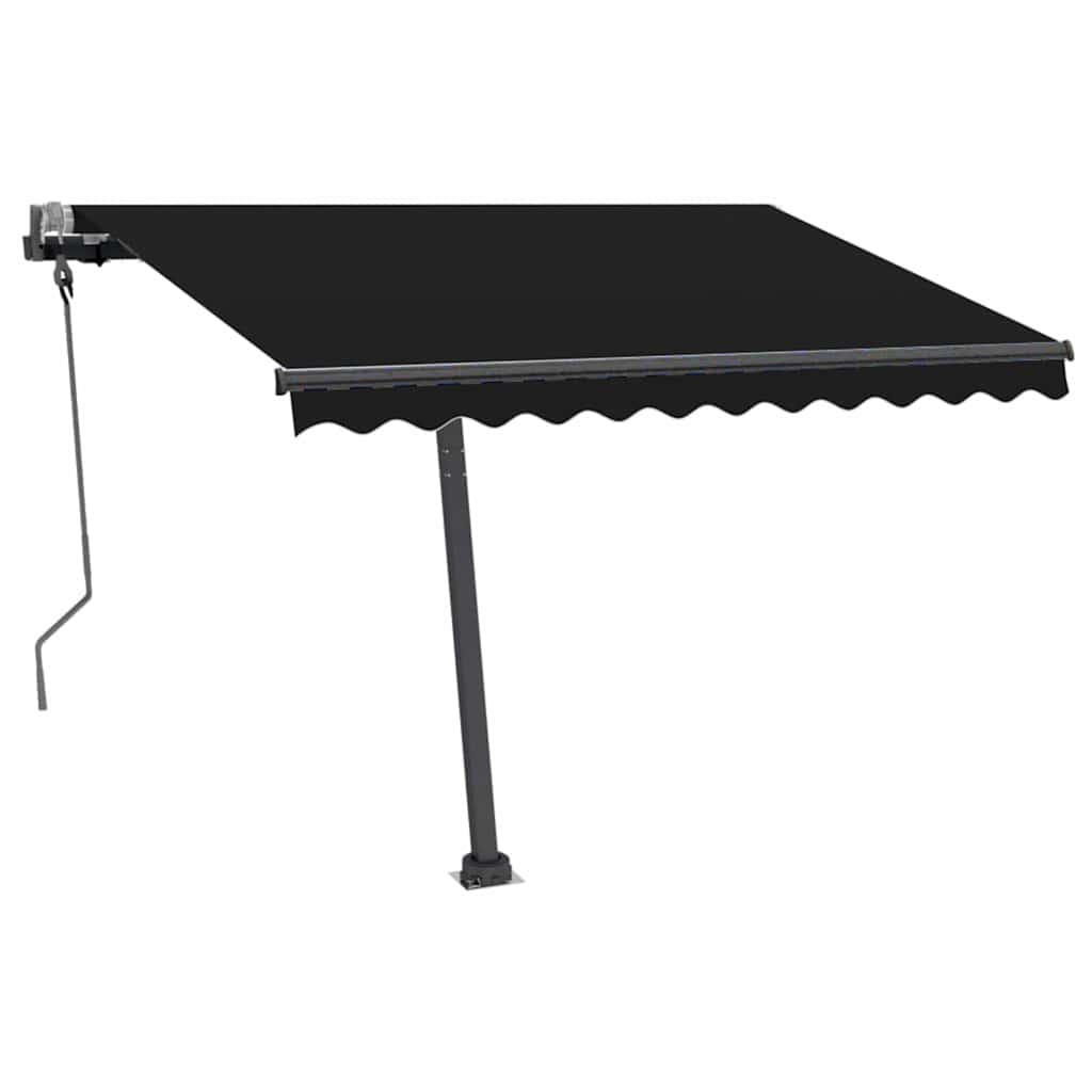 Antracitszürke kézzel kihúzható póznás napellenző 300 x 250 cm 3