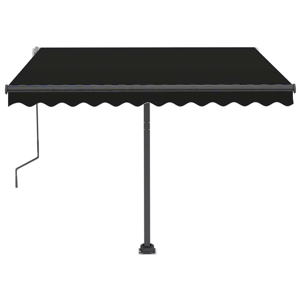 Antracitszürke kézzel kihúzható póznás napellenző 300 x 250 cm 4