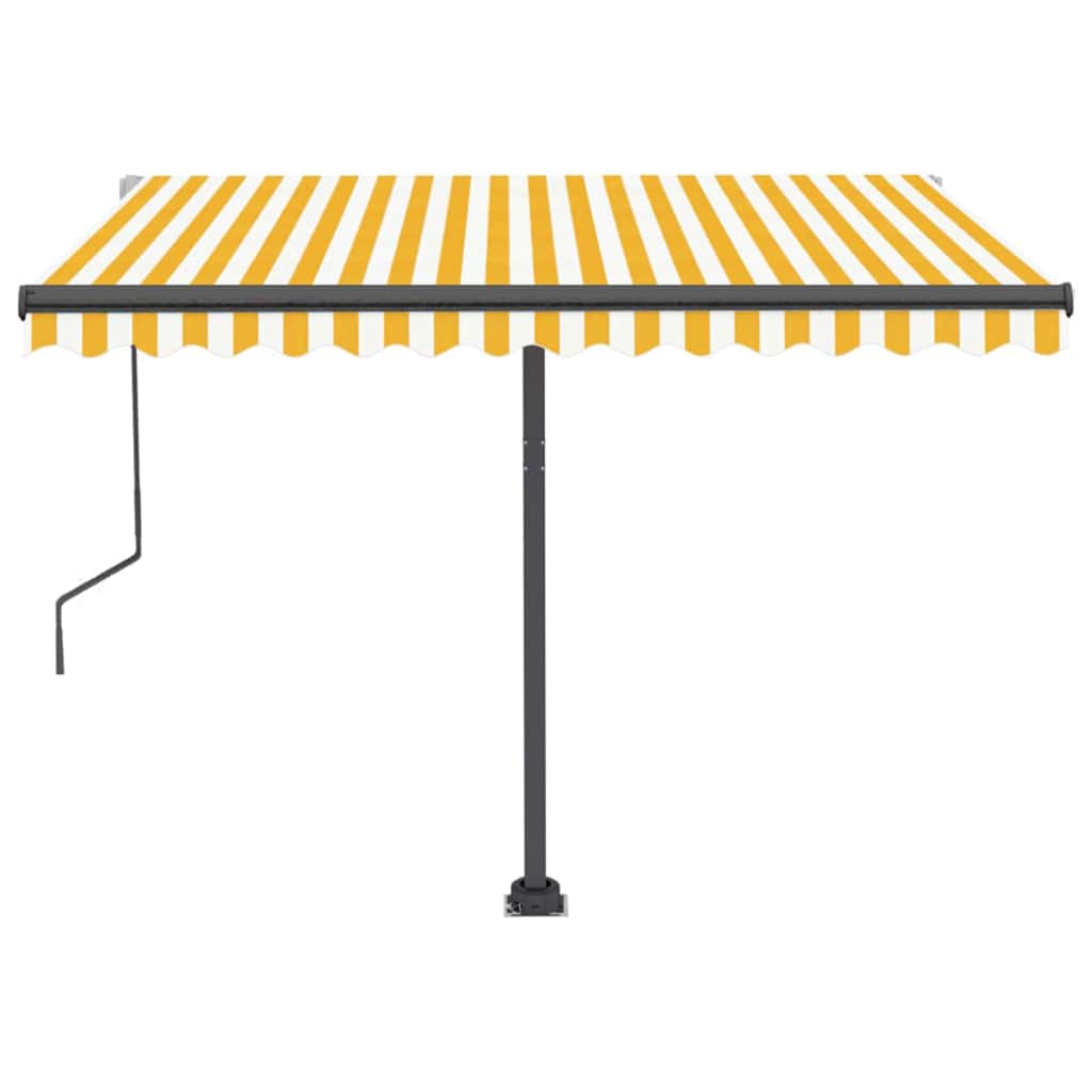 Sárga-fehér szélérzékelős és LED-es napellenző 300x250 cm 3
