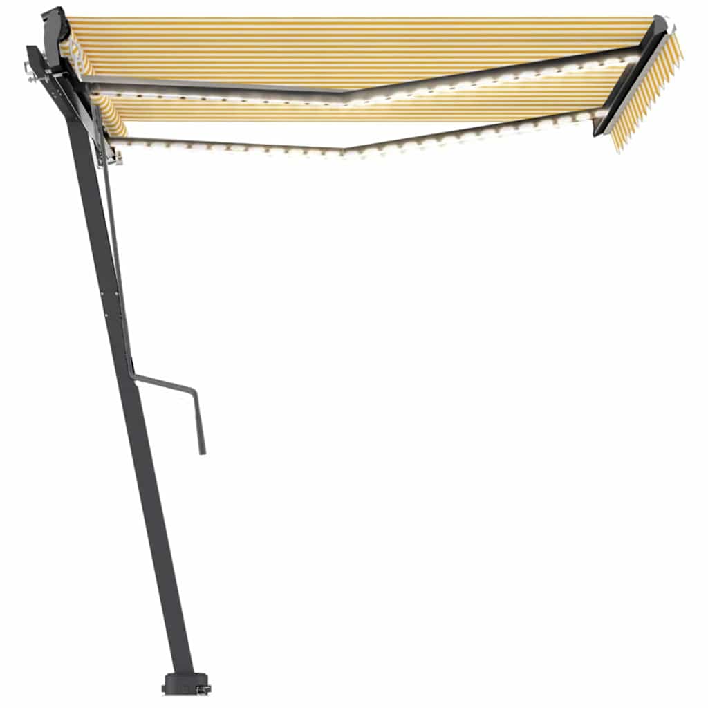 Sárga-fehér szélérzékelős és LED-es napellenző 300x250 cm 4