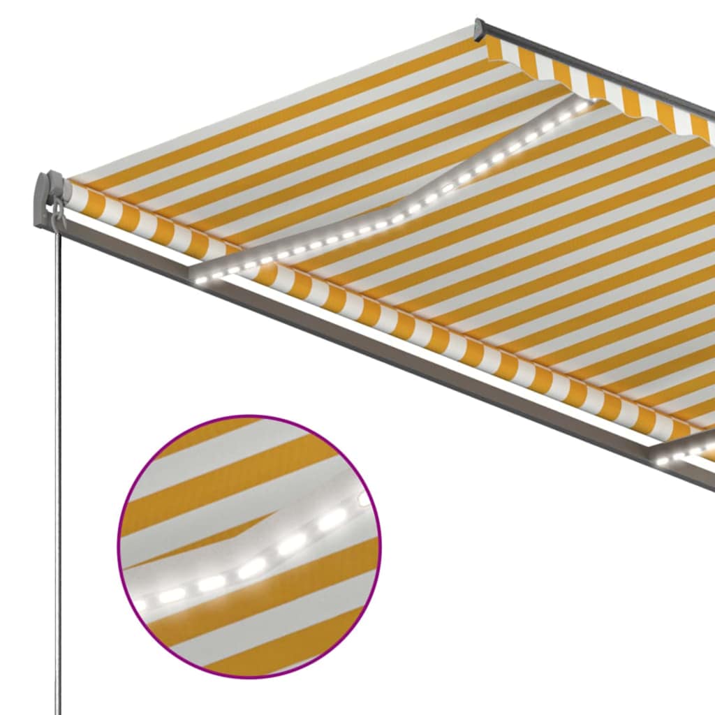 Sárga-fehér szélérzékelős és LED-es napellenző 300x250 cm 6