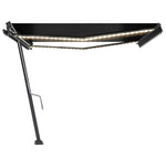 Antracitszürke kézzel kihúzható LED-es napellenző 400 x 300 cm 2