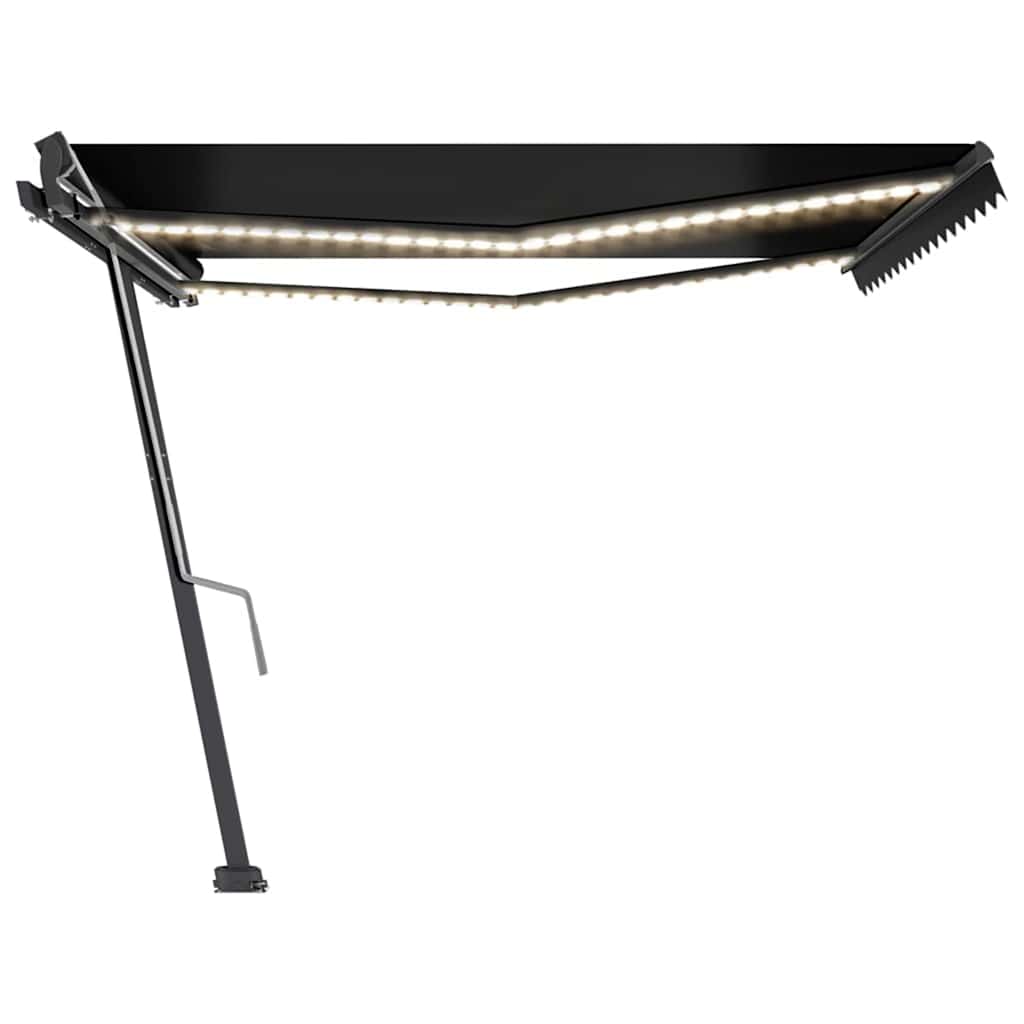 Antracitszürke kézzel kihúzható LED-es napellenző 400 x 300 cm 2