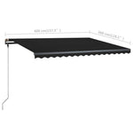 Antracitszürke kézzel kihúzható LED-es napellenző 400 x 300 cm 11