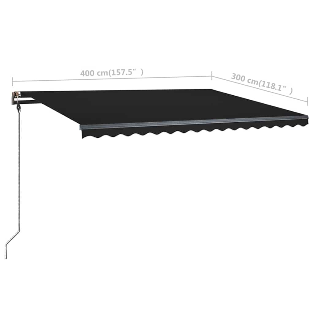 Antracitszürke kézzel kihúzható LED-es napellenző 400 x 300 cm 11