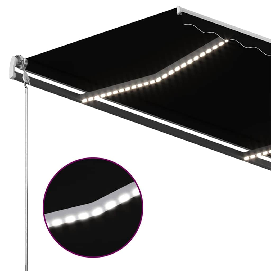 Antracitszürke kézzel kihúzható LED-es napellenző 400 x 300 cm 6