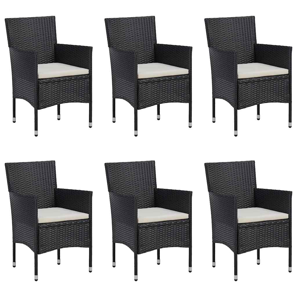 7 részes fekete polyrattan kerti étkezőgarnitúra 3