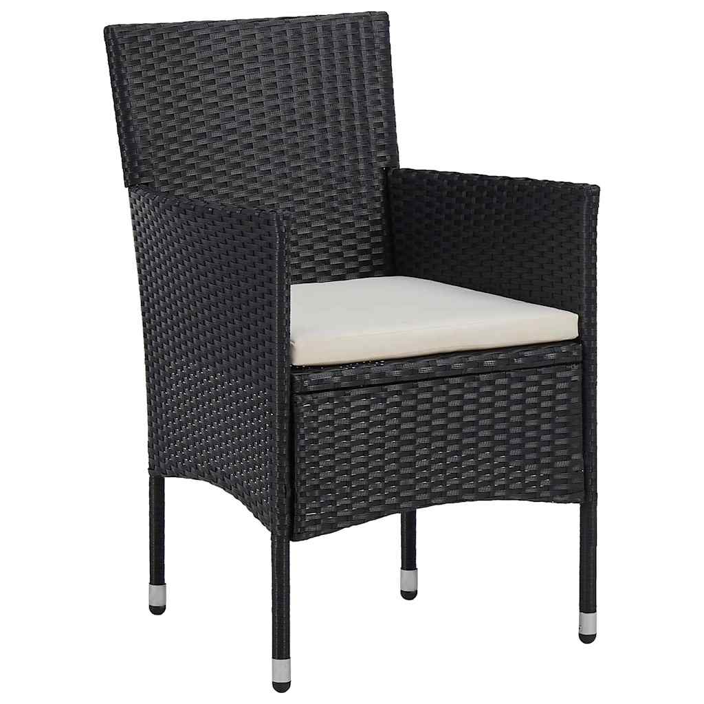 7 részes fekete polyrattan kerti étkezőgarnitúra 4
