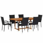 7 részes fekete polyrattan kerti étkezőgarnitúra 2