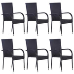 7 részes fekete polyrattan kerti étkezőgarnitúra 3