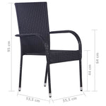 7 részes fekete polyrattan kerti étkezőgarnitúra 11
