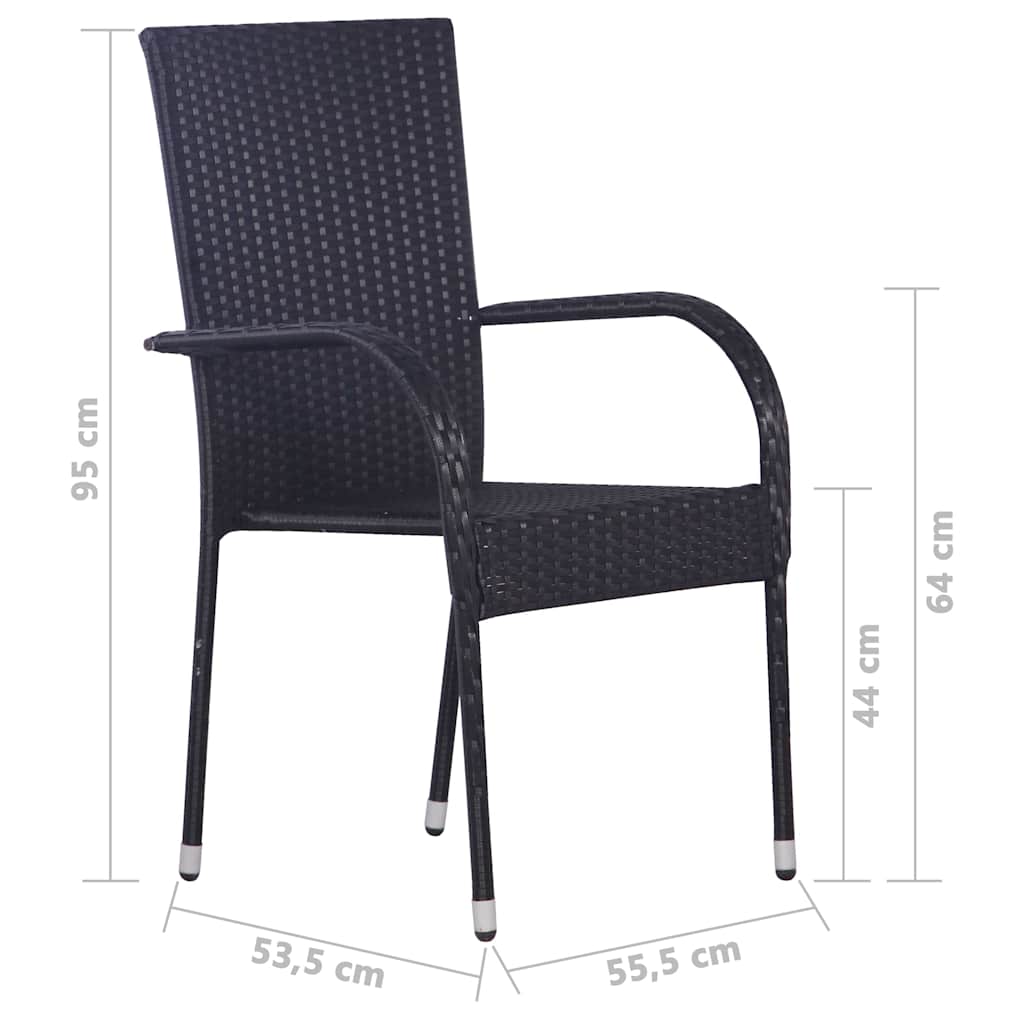 7 részes fekete polyrattan kerti étkezőgarnitúra 11
