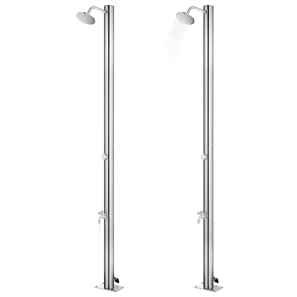 Rozsdamentes acél kerti zuhany szürke aljjal 220 cm 2