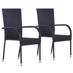 3 részes fekete polyrattan kerti étkezőgarnitúra 2