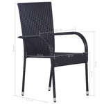 3 részes fekete polyrattan kerti étkezőgarnitúra 9