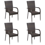 5 részes barna polyrattan kerti étkezőgarnitúra 2