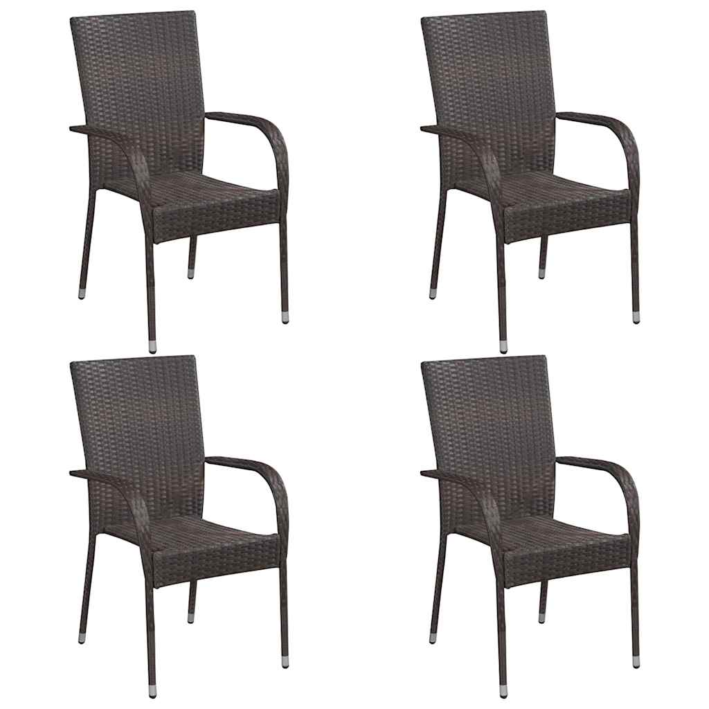 5 részes barna polyrattan kerti étkezőgarnitúra 2