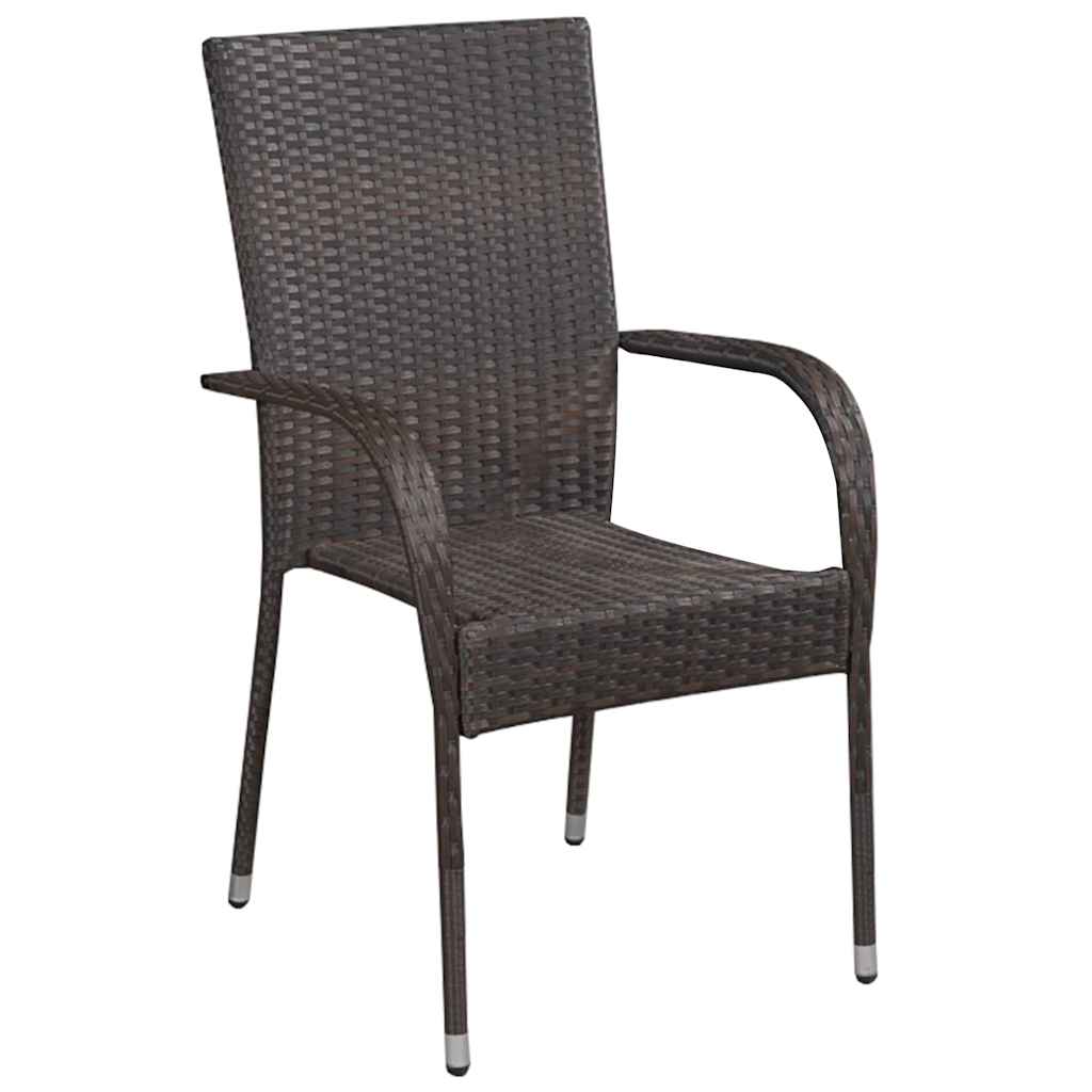 5 részes barna polyrattan kerti étkezőgarnitúra 3