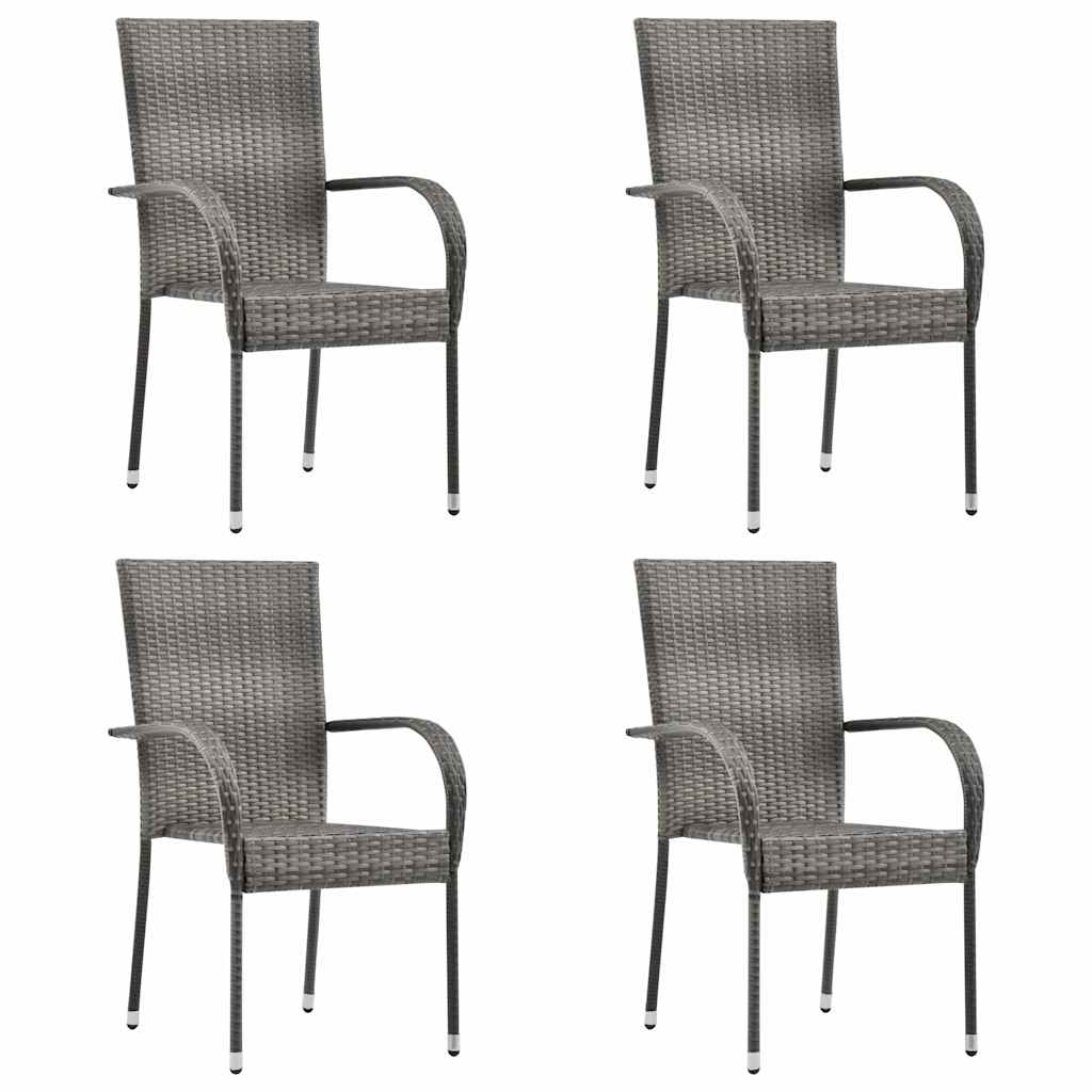 5 részes szürke polyrattan kerti étkezőgarnitúra 2