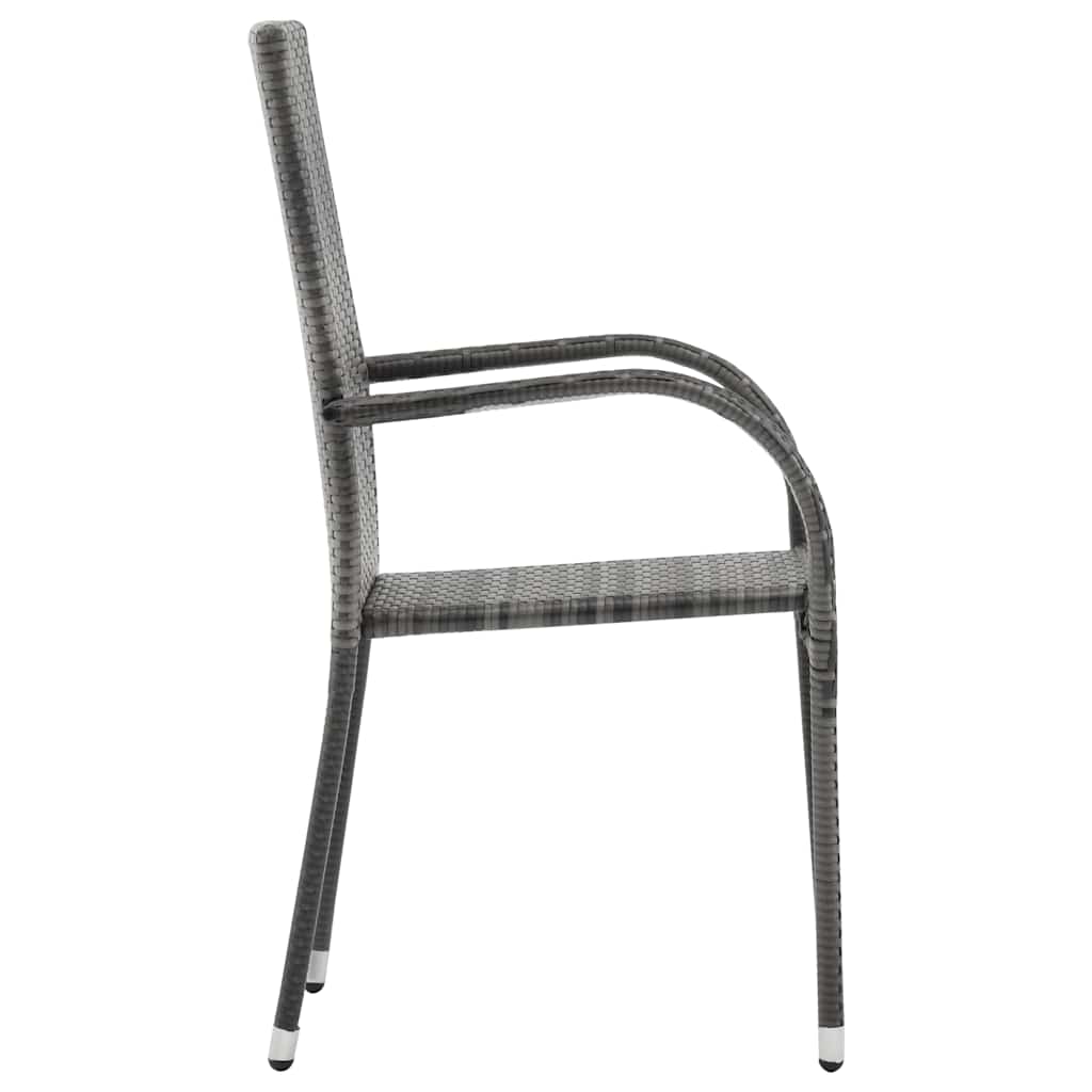 5 részes szürke polyrattan kerti étkezőgarnitúra 4