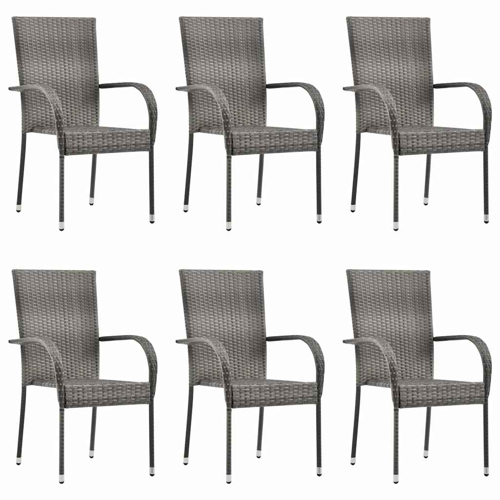 7 részes szürke polyrattan kerti étkezőgarnitúra 2