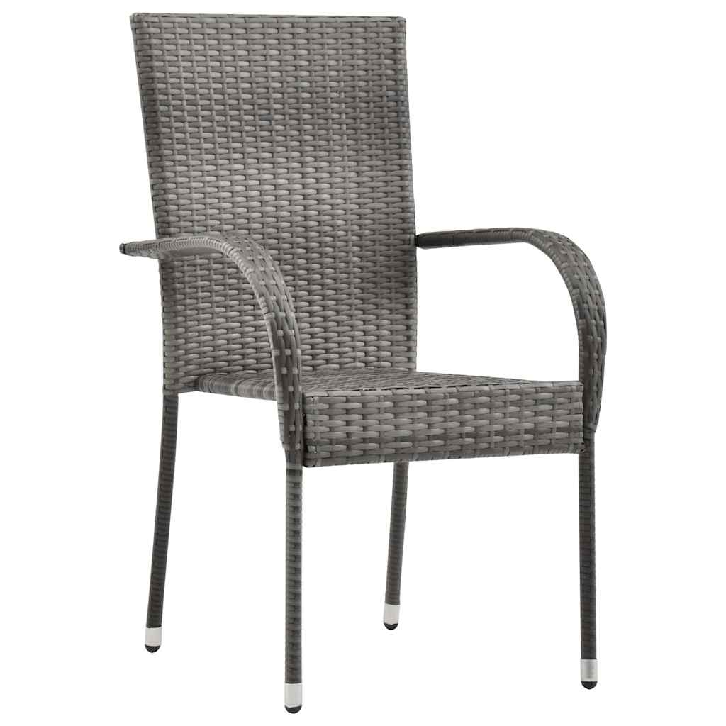 7 részes szürke polyrattan kerti étkezőgarnitúra 3